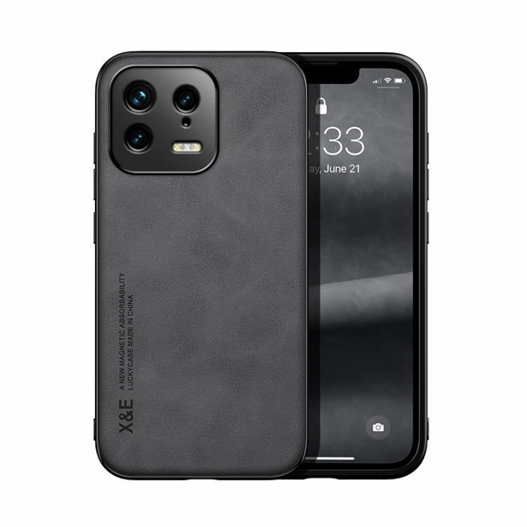 For Xiaomi 13 Skin Feel Magnetic Leather Back Phone Case(Dark Grey) - Xiaomi Cases by PMC Jewellery | Online Shopping South Africa | PMC Jewellery | Buy Now Pay Later Mobicred