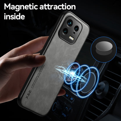 For Xiaomi 13 Skin Feel Magnetic Leather Back Phone Case(Dark Grey) - Xiaomi Cases by PMC Jewellery | Online Shopping South Africa | PMC Jewellery | Buy Now Pay Later Mobicred