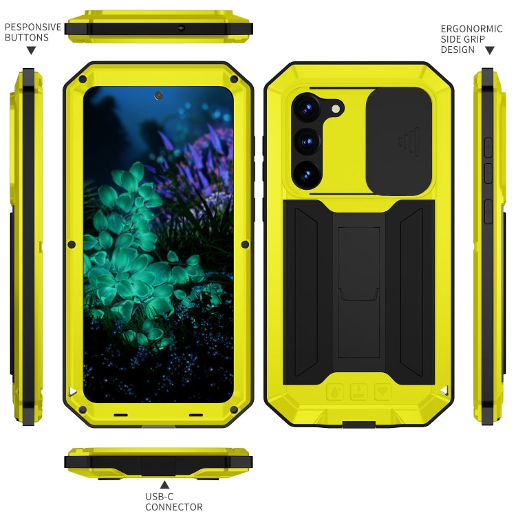 For Samsung Galaxy S23+ 5G R-JUST Sliding Camera Design Life Waterproof Dustproof Shockproof Phone Case(Yellow) - Galaxy S23+ 5G Cases by R-JUST | Online Shopping South Africa | PMC Jewellery