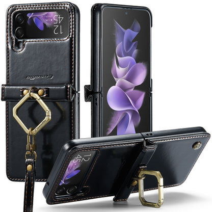 For Samsung Galaxy Z Flip3 5G CaseMe 003 Crazy Horse Texture Leather Phone Case with Lanyard(Black) - Galaxy Phone Cases by CaseMe | Online Shopping South Africa | PMC Jewellery | Buy Now Pay Later Mobicred