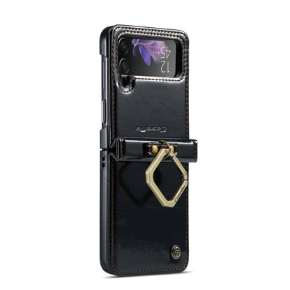 For Samsung Galaxy Z Flip3 5G CaseMe 003 Crazy Horse Texture Leather Phone Case with Lanyard(Black) - Galaxy Phone Cases by CaseMe | Online Shopping South Africa | PMC Jewellery | Buy Now Pay Later Mobicred