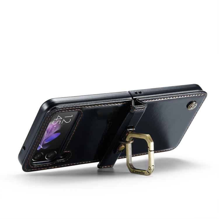 For Samsung Galaxy Z Flip3 5G CaseMe 003 Crazy Horse Texture Leather Phone Case with Lanyard(Black) - Galaxy Phone Cases by CaseMe | Online Shopping South Africa | PMC Jewellery | Buy Now Pay Later Mobicred