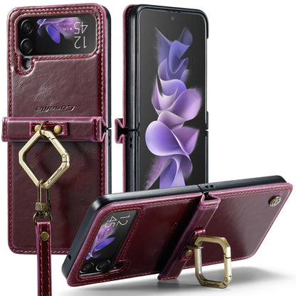 For Samsung Galaxy Z Flip3 5G CaseMe 003 Crazy Horse Texture Leather Phone Case with Lanyard(Wine Red) - Galaxy Phone Cases by CaseMe | Online Shopping South Africa | PMC Jewellery | Buy Now Pay Later Mobicred