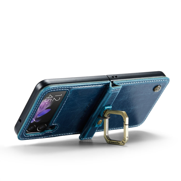 For Samsung Galaxy Z Flip3 5G CaseMe 003 Crazy Horse Texture Leather Phone Case with Lanyard(Blue) - Galaxy Phone Cases by CaseMe | Online Shopping South Africa | PMC Jewellery | Buy Now Pay Later Mobicred