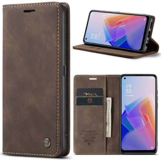 CaseMe 013 Multifunctional Horizontal Flip Leather Phone Case For OPPO Reno7 Z Global/Reno7 Lite Global/Reno8 Lite Global/F21 Pro 5G Global/Reno8 Z Global(Coffee) - OPPO Cases by CaseMe | Online Shopping South Africa | PMC Jewellery | Buy Now Pay Later Mobicred