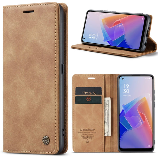 CaseMe 013 Multifunctional Horizontal Flip Leather Phone Case For OPPO Reno7 Z Global/Reno7 Lite Global/Reno8 Lite Global/F21 Pro 5G Global/Reno8 Z Global(Brown) - OPPO Cases by CaseMe | Online Shopping South Africa | PMC Jewellery | Buy Now Pay Later Mobicred