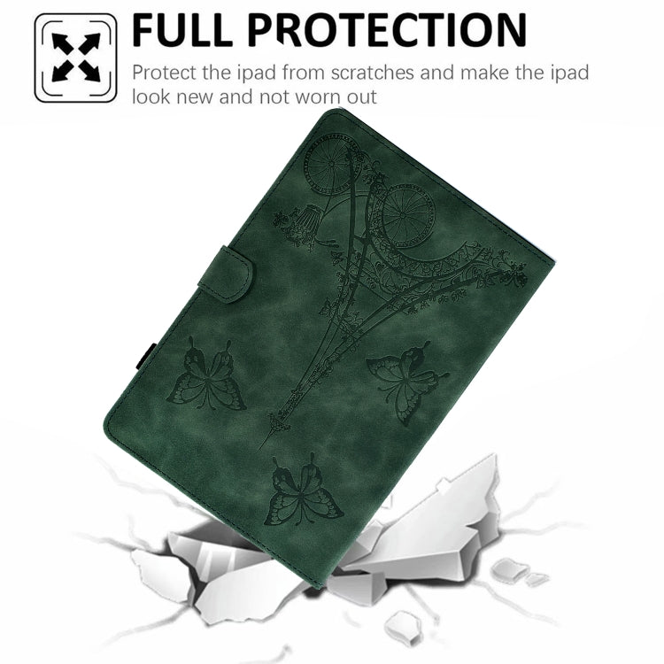 For Lenovo M10 Tower Embossed Leather Smart Tablet Case(Green) - Lenovo by PMC TechLife | Online Shopping South Africa | PMC TechLife | Buy Now Pay Later Mobicred
