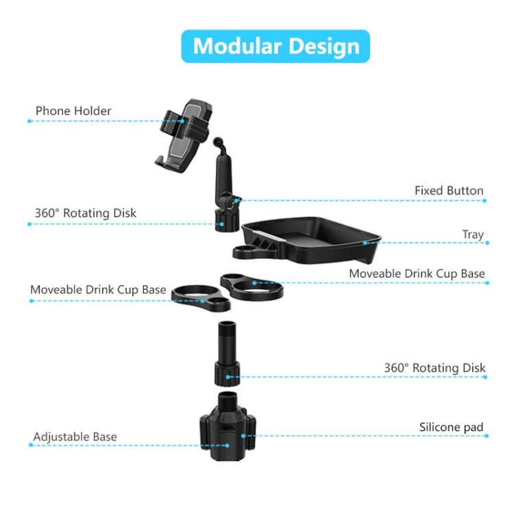 B06 Car Drink Water Cup Mobile Phone Holder 360 Degree Rotating Dinner Plate(Grey) - Car Drink Holders by PMC TechLife | Online Shopping South Africa | PMC TechLife | Buy Now Pay Later Mobicred