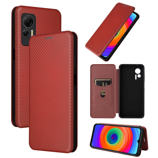 For Ulefone Note 14 Carbon Fiber Texture Flip Leather Phone Case(Brown) - Ulefone Cases by PMC Jewellery | Online Shopping South Africa | PMC Jewellery | Buy Now Pay Later Mobicred