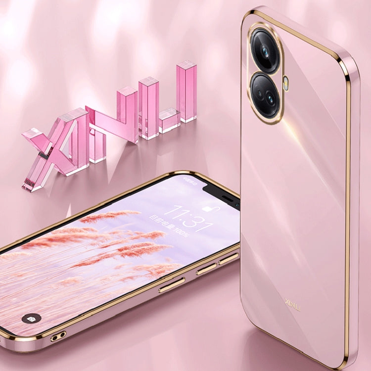 For Realme 10 Pro+ XINLI Straight 6D Plating Gold Edge TPU Phone Case(Black) - Realme Cases by PMC TechLife | Online Shopping South Africa | PMC TechLife | Buy Now Pay Later Mobicred