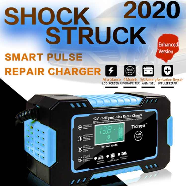 Motorcycle / Car Battery Smart Charger with LCD Creen, Plug Type:US Plug(Blue) - Battery Charger by PMC TechLife | Online Shopping South Africa | PMC TechLife | Buy Now Pay Later Mobicred