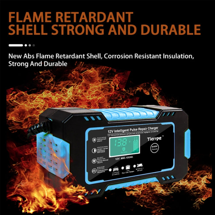 Motorcycle / Car Battery Smart Charger with LCD Creen, Plug Type:EU Plug(Blue) - Battery Charger by PMC TechLife | Online Shopping South Africa | PMC TechLife | Buy Now Pay Later Mobicred