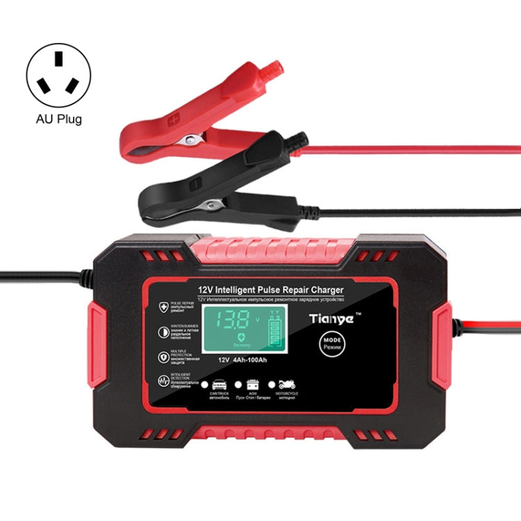 Motorcycle / Car Battery Smart Charger with LCD Creen, Plug Type:AU Plug(Red) - Battery Charger by PMC TechLife | Online Shopping South Africa | PMC TechLife | Buy Now Pay Later Mobicred