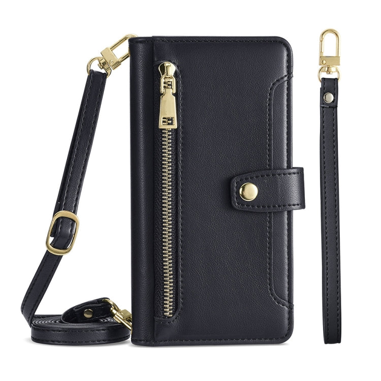 For Huawei Nova 10 Pro Sheep Texture Cross-body Zipper Wallet Leather Phone Case(Black) - Huawei Cases by PMC TechLife | Online Shopping South Africa | PMC TechLife | Buy Now Pay Later Mobicred