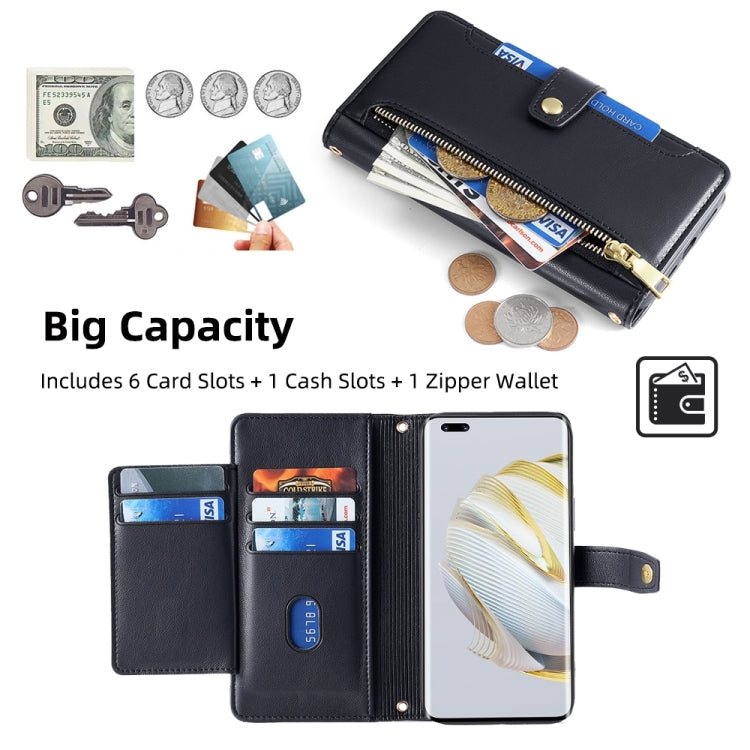 For Huawei Nova 10 Pro Sheep Texture Cross-body Zipper Wallet Leather Phone Case(Black) - Huawei Cases by PMC TechLife | Online Shopping South Africa | PMC TechLife | Buy Now Pay Later Mobicred