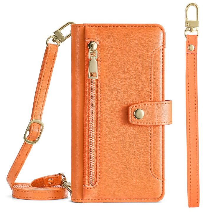 For Nokia X30 5G Sheep Texture Cross-body Zipper Wallet Leather Phone Case(Orange) - Nokia Cases by PMC TechLife | Online Shopping South Africa | PMC TechLife | Buy Now Pay Later Mobicred
