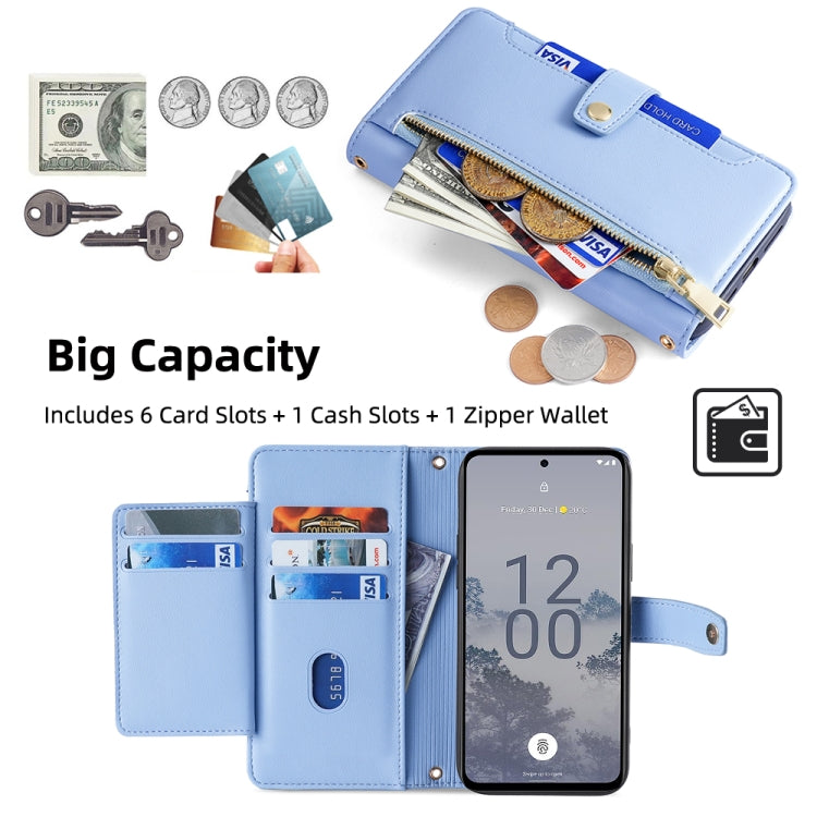 For Nokia X30 5G Sheep Texture Cross-body Zipper Wallet Leather Phone Case(Blue) - Nokia Cases by PMC TechLife | Online Shopping South Africa | PMC TechLife | Buy Now Pay Later Mobicred