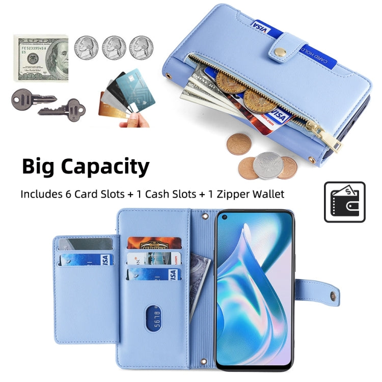 For OnePlus Ace Racing Sheep Texture Cross-body Zipper Wallet Leather Phone Case(Blue) - OnePlus Cases by PMC TechLife | Online Shopping South Africa | PMC TechLife | Buy Now Pay Later Mobicred