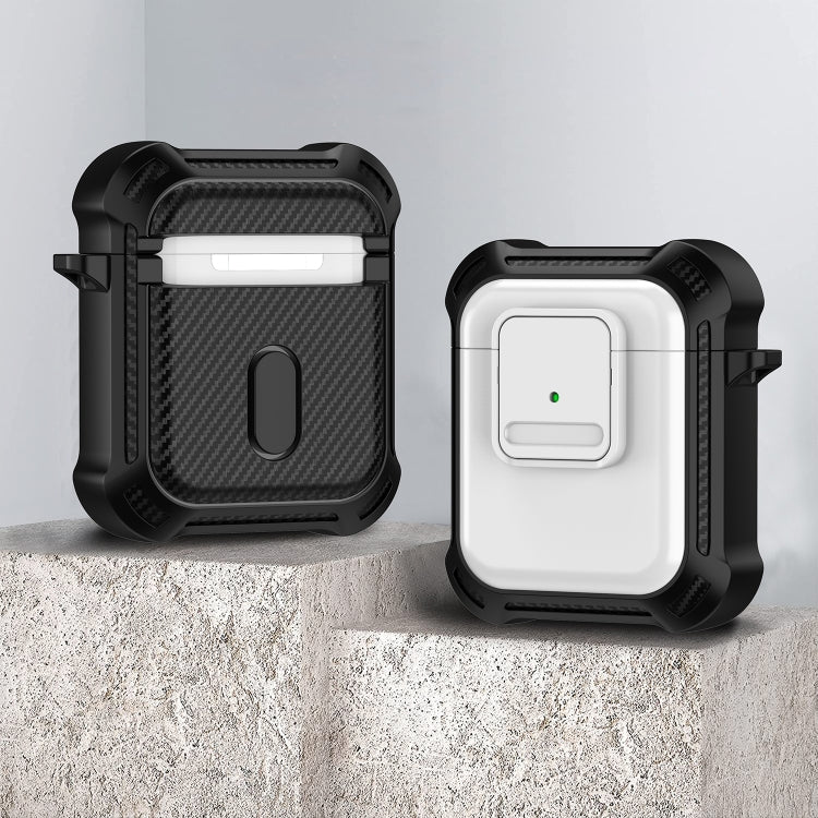 For AirPods 1 / 2 TPU + PC Shockproof Earphone Protective Case with Switch(White) - For AirPods 1/2 by PMC Jewellery | Online Shopping South Africa | PMC Jewellery | Buy Now Pay Later Mobicred