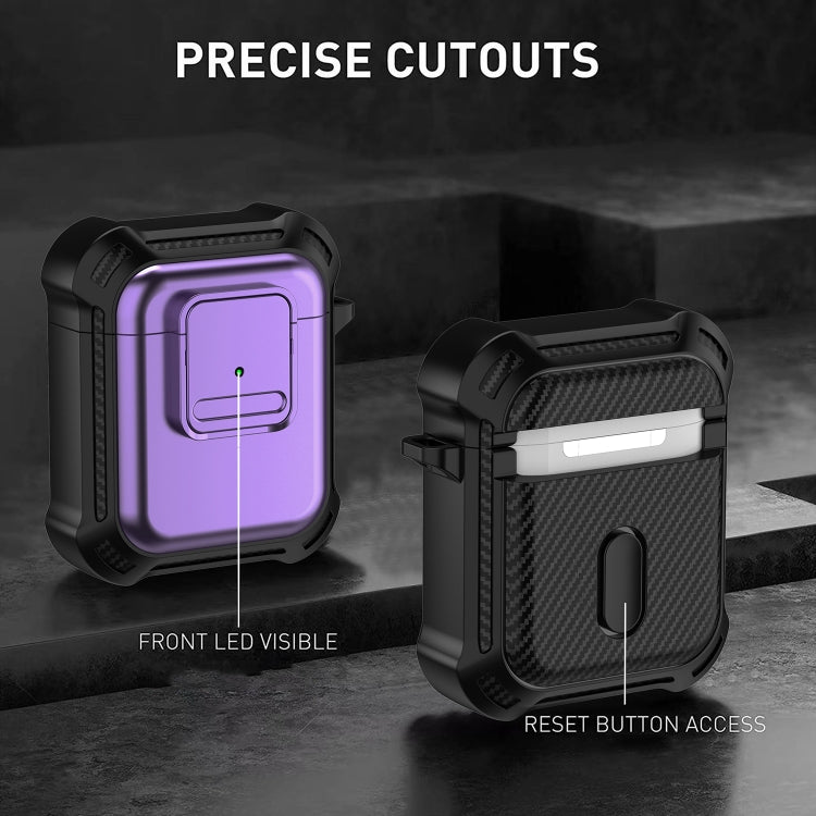 For AirPods 1 / 2 TPU + PC Shockproof Earphone Protective Case with Switch(Black) - For AirPods 1/2 by PMC Jewellery | Online Shopping South Africa | PMC Jewellery | Buy Now Pay Later Mobicred