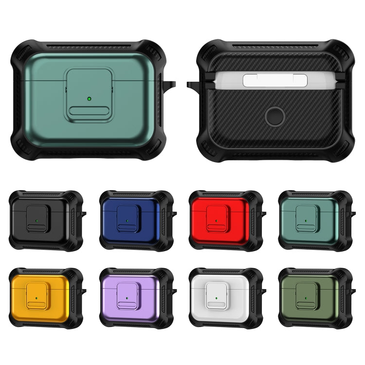 For AirPods Pro TPU + PC Shockproof Earphone Protective Case with Switch(Purple) - For AirPods Pro by PMC Jewellery | Online Shopping South Africa | PMC Jewellery | Buy Now Pay Later Mobicred