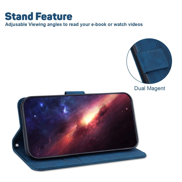 For Samsung Galaxy A54 5G Geometric Embossed Flip Leather Phone Case(Blue) - Galaxy Phone Cases by PMC TechLife | Online Shopping South Africa | PMC TechLife