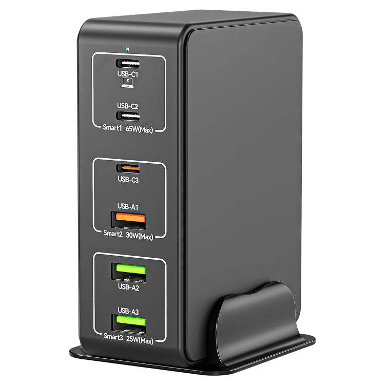 818H 120W Type-C + USB 6-Ports Desktop Fast Charger, Plug Type:UK Plug(Black) - Multifunction Charger by PMC Jewellery | Online Shopping South Africa | PMC Jewellery | Buy Now Pay Later Mobicred