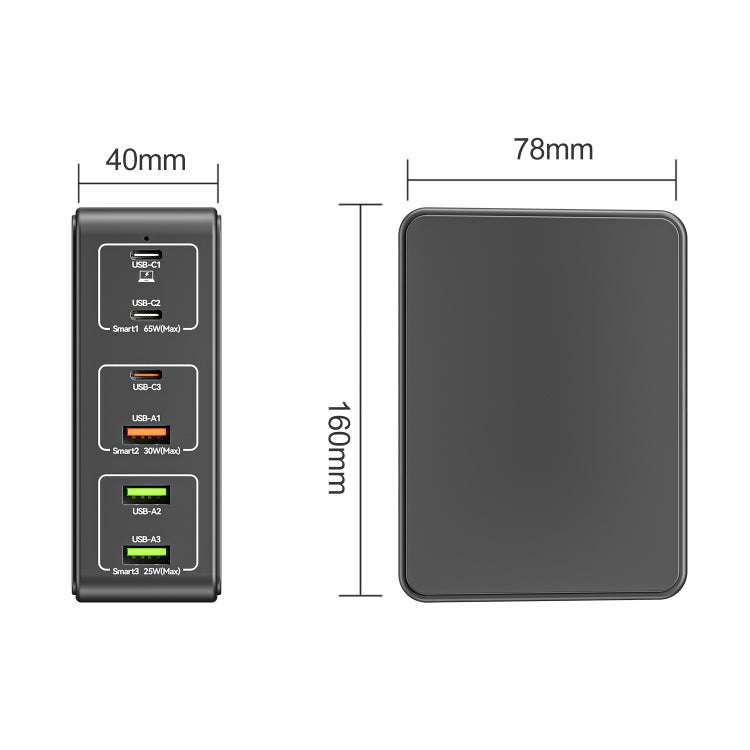818H 120W Type-C + USB 6-Ports Desktop Fast Charger, Plug Type:UK Plug(Black) - Multifunction Charger by PMC Jewellery | Online Shopping South Africa | PMC Jewellery | Buy Now Pay Later Mobicred