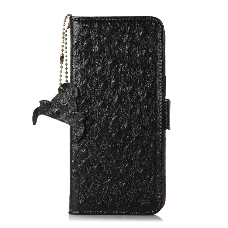For OnePlus 11 5G Ostrich Pattern Genuine Leather RFID Phone Case(Black) - OnePlus Cases by PMC TechLife | Online Shopping South Africa | PMC TechLife | Buy Now Pay Later Mobicred