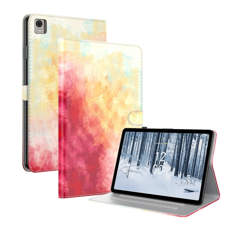 For Nokia T21 Watercolor Pattern Flip Leather Tablet Case(Spring Cherry) - Nokia by PMC TechLife | Online Shopping South Africa | PMC TechLife | Buy Now Pay Later Mobicred