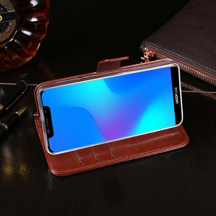 For Doogee X70 idewei  Crazy Horse Texture Horizontal Flip Leather Case with Holder & Card Slots & Wallet(Black) - More Brand by idewei | Online Shopping South Africa | PMC TechLife | Buy Now Pay Later Mobicred