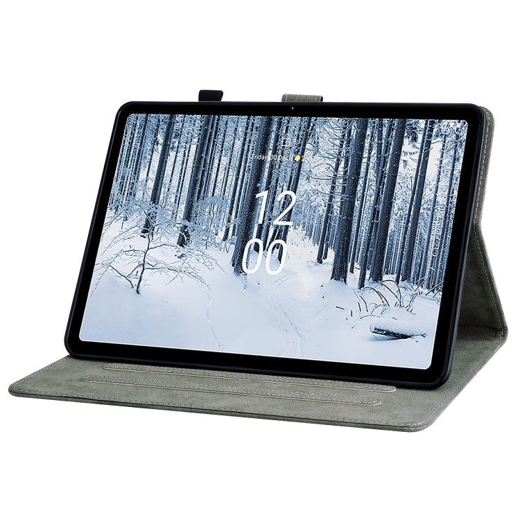 For Nokia T21 Tiger Pattern Flip Leather Tablet Case(Grey) - Nokia by PMC TechLife | Online Shopping South Africa | PMC TechLife | Buy Now Pay Later Mobicred