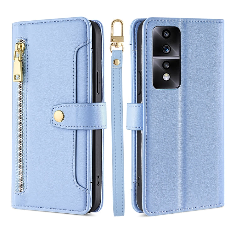 For Honor 80 GT Sheep Texture Cross-body Zipper Wallet Leather Phone Case(Blue) - Honor Cases by PMC TechLife | Online Shopping South Africa | PMC TechLife | Buy Now Pay Later Mobicred