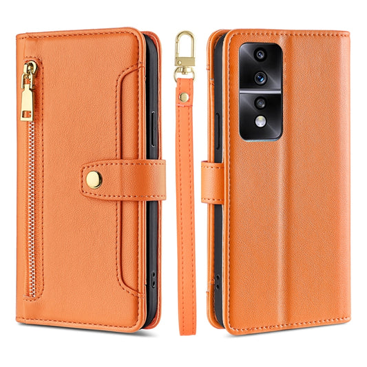 For Honor 80 GT Sheep Texture Cross-body Zipper Wallet Leather Phone Case(Orange) - Honor Cases by PMC Jewellery | Online Shopping South Africa | PMC Jewellery | Buy Now Pay Later Mobicred