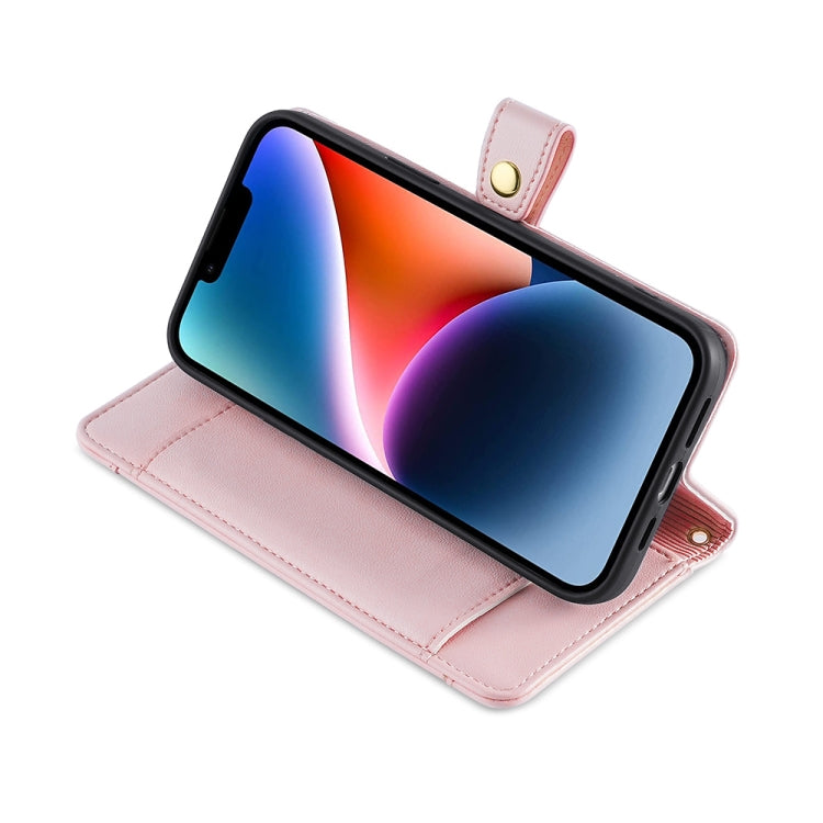 For OnePlus 11 Sheep Texture Cross-body Zipper Wallet Leather Phone Case(Pink) - OnePlus Cases by PMC TechLife | Online Shopping South Africa | PMC TechLife | Buy Now Pay Later Mobicred
