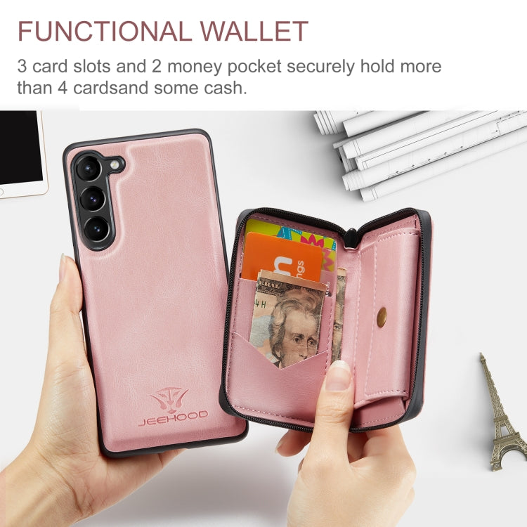 For Samsung Galaxy S24+ 5G JEEHOOD Magnetic Zipper Horizontal Flip Leather Phone Case(Pink) - Galaxy S24+ 5G Cases by JEEHOOD | Online Shopping South Africa | PMC Jewellery | Buy Now Pay Later Mobicred