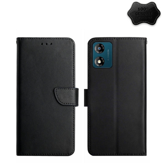 For Motorola Moto E13 4G Genuine Leather Fingerprint-proof Flip Phone Case(Black) - Motorola Cases by PMC Jewellery | Online Shopping South Africa | PMC Jewellery | Buy Now Pay Later Mobicred