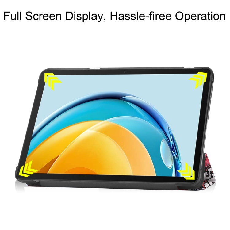 For Huawei Matepad SE 10.4 Custer Painted 3-Fold Holder Leather Tablet Case(Graffiti) - Huawei by PMC TechLife | Online Shopping South Africa | PMC TechLife | Buy Now Pay Later Mobicred