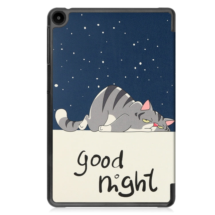 For Huawei Matepad SE 10.4 Custer Painted 3-Fold Holder Leather Tablet Case(Lazy Cat) - Huawei by PMC TechLife | Online Shopping South Africa | PMC TechLife | Buy Now Pay Later Mobicred