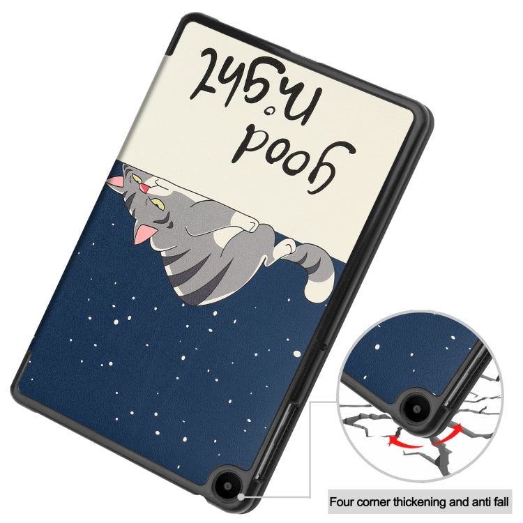 For Huawei Matepad SE 10.4 Custer Painted 3-Fold Holder Leather Tablet Case(Lazy Cat) - Huawei by PMC TechLife | Online Shopping South Africa | PMC TechLife | Buy Now Pay Later Mobicred