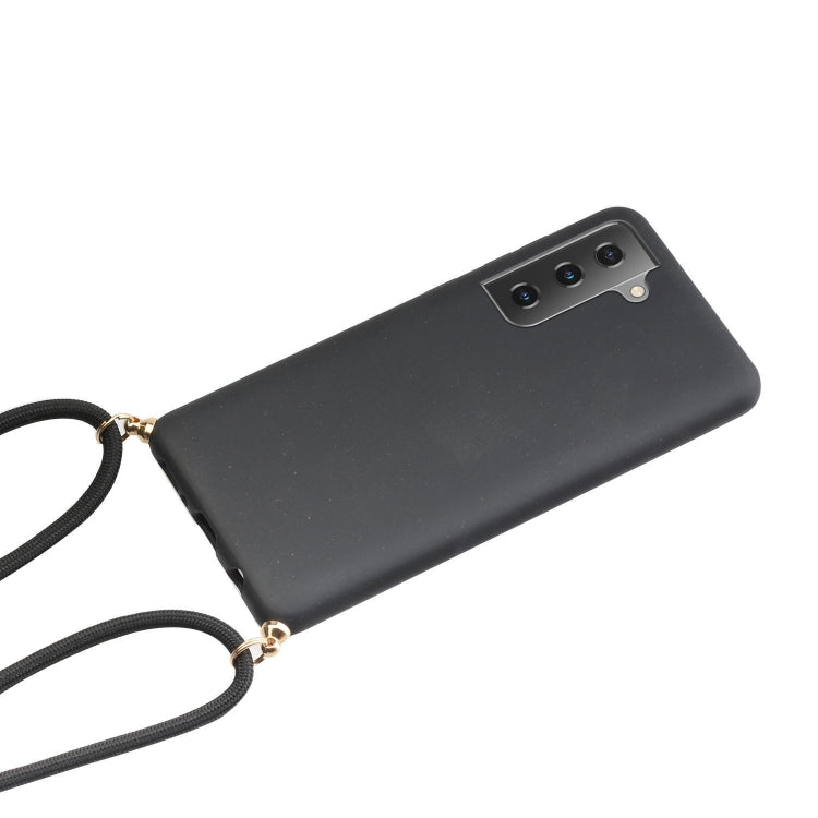 For Samsung Galaxy A54 5G Wheat Straw Material + TPU Phone Case with Lanyard(Black) - Galaxy Phone Cases by PMC TechLife | Online Shopping South Africa | PMC TechLife