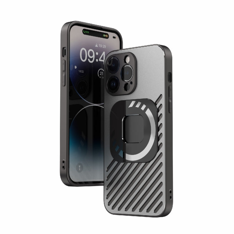 For iPhone 14 Pro Max R-JUST Square Round Mirror PC+TPU Phone Case(Black) - iPhone 14 Pro Max Cases by R-JUST | Online Shopping South Africa | PMC TechLife | Buy Now Pay Later Mobicred