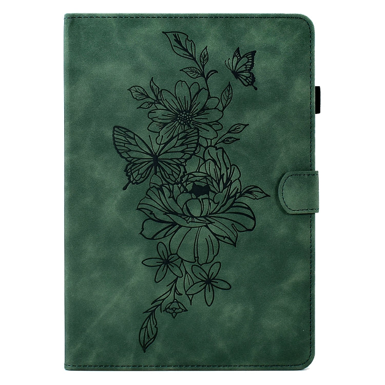 For 7 inch Tablets Peony Butterfly Embossed Leather Tablet Case(Green) - 7 inch by PMC TechLife | Online Shopping South Africa | PMC TechLife | Buy Now Pay Later Mobicred