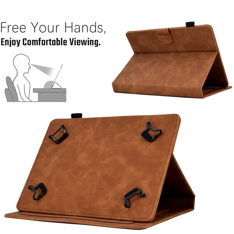 For 10 inch Tablets Peony Butterfly Embossed Leather Tablet Case(Brown) - 10 - 11 inch by PMC TechLife | Online Shopping South Africa | PMC TechLife | Buy Now Pay Later Mobicred