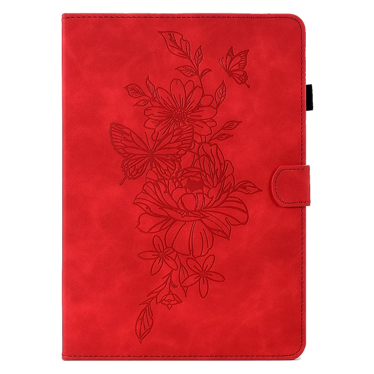 For 10 inch Tablets Peony Butterfly Embossed Leather Tablet Case(Red) - 10 - 11 inch by PMC TechLife | Online Shopping South Africa | PMC TechLife | Buy Now Pay Later Mobicred