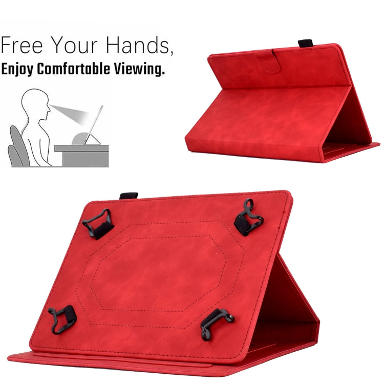 For 10 inch Tablets Peony Butterfly Embossed Leather Tablet Case(Red) - 10 - 11 inch by PMC TechLife | Online Shopping South Africa | PMC TechLife | Buy Now Pay Later Mobicred