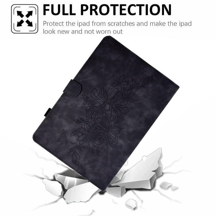 For Amazon Kindle 11th 2024 / 2022 Peony Butterfly Embossed Leather Smart Tablet Case(Black) - Amazon by PMC TechLife | Online Shopping South Africa | PMC TechLife | Buy Now Pay Later Mobicred