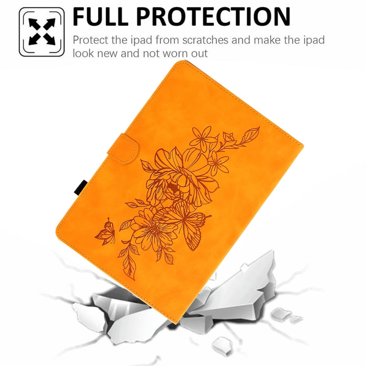 For Amazon Kindle 11th 2022 Peony Butterfly Embossed Leather Smart Tablet Case(Khaki) - Amazon by PMC TechLife | Online Shopping South Africa | PMC TechLife | Buy Now Pay Later Mobicred
