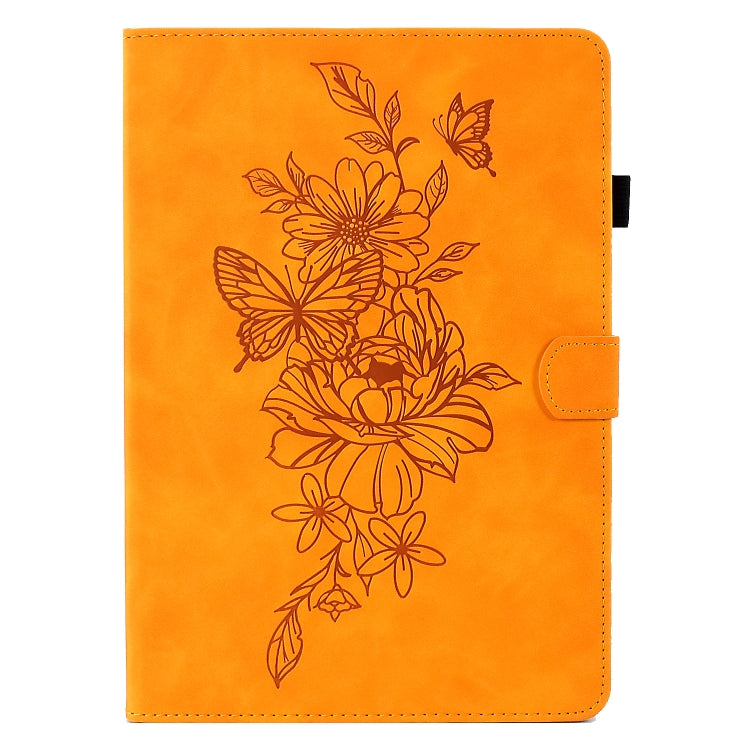 For Amazon Kindle Fire HD10 2021 Peony Butterfly Embossed Leather Smart Tablet Case(Khaki) - Amazon by PMC TechLife | Online Shopping South Africa | PMC TechLife | Buy Now Pay Later Mobicred