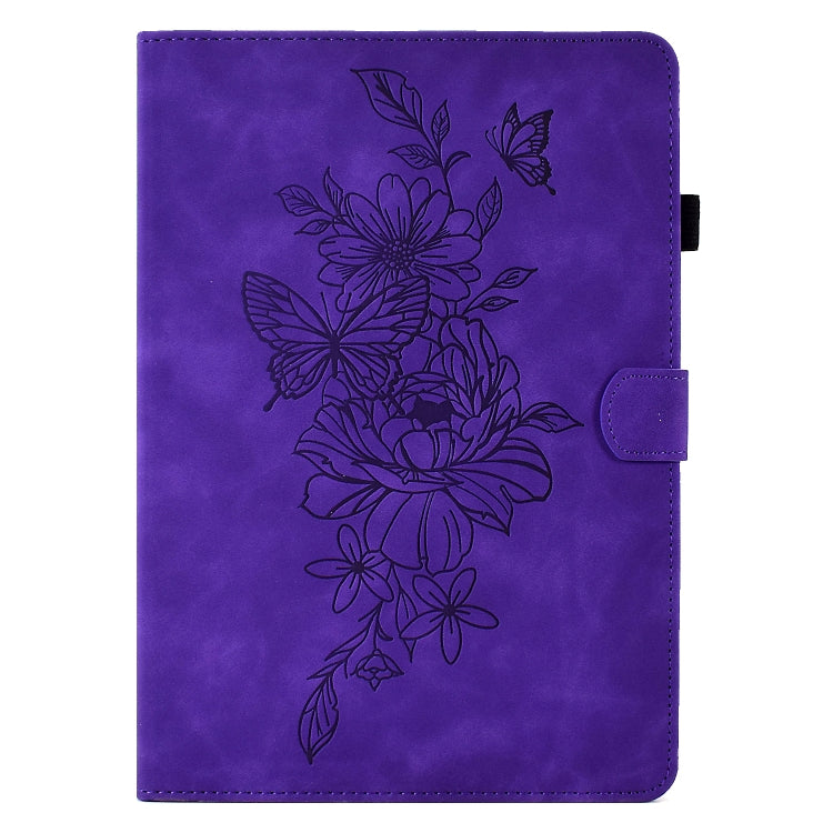 For Amazon Kindle Fire HD8 2018/2017/2016 Peony Butterfly Embossed Leather Smart Tablet Case(Purple) - Amazon by PMC TechLife | Online Shopping South Africa | PMC TechLife | Buy Now Pay Later Mobicred